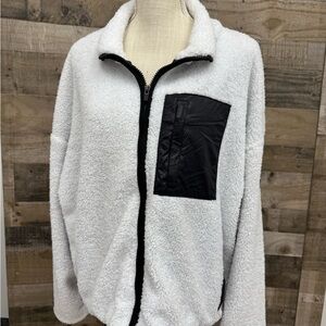 Fabletics Black and White Sherpa Jacket